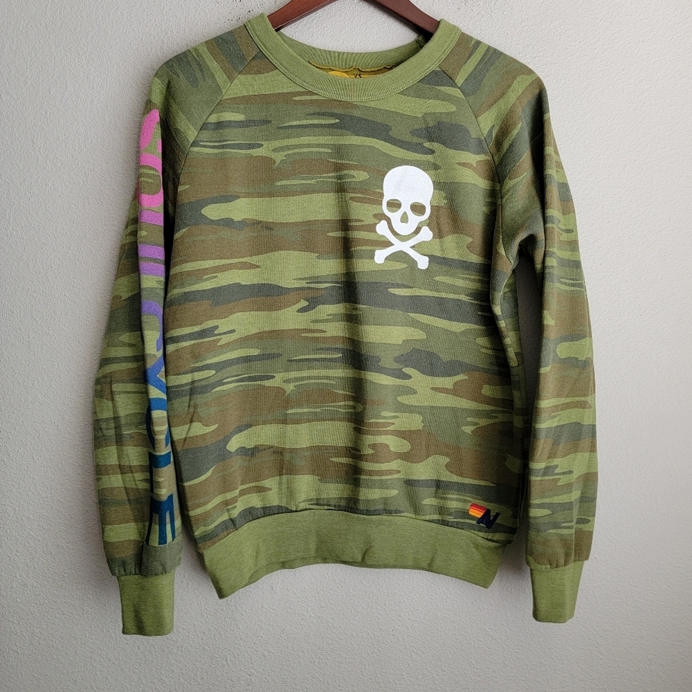Aviator Nation X Soulcycle Camo Crew Sweatshirt Size Xs Nwt
